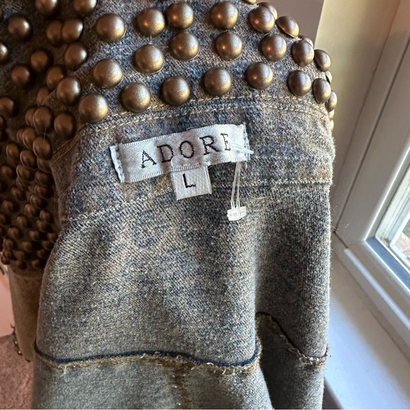 ADORE Western Denim Studded Jean Jacket Blazer, Military style, Large - Picture 6 of 13